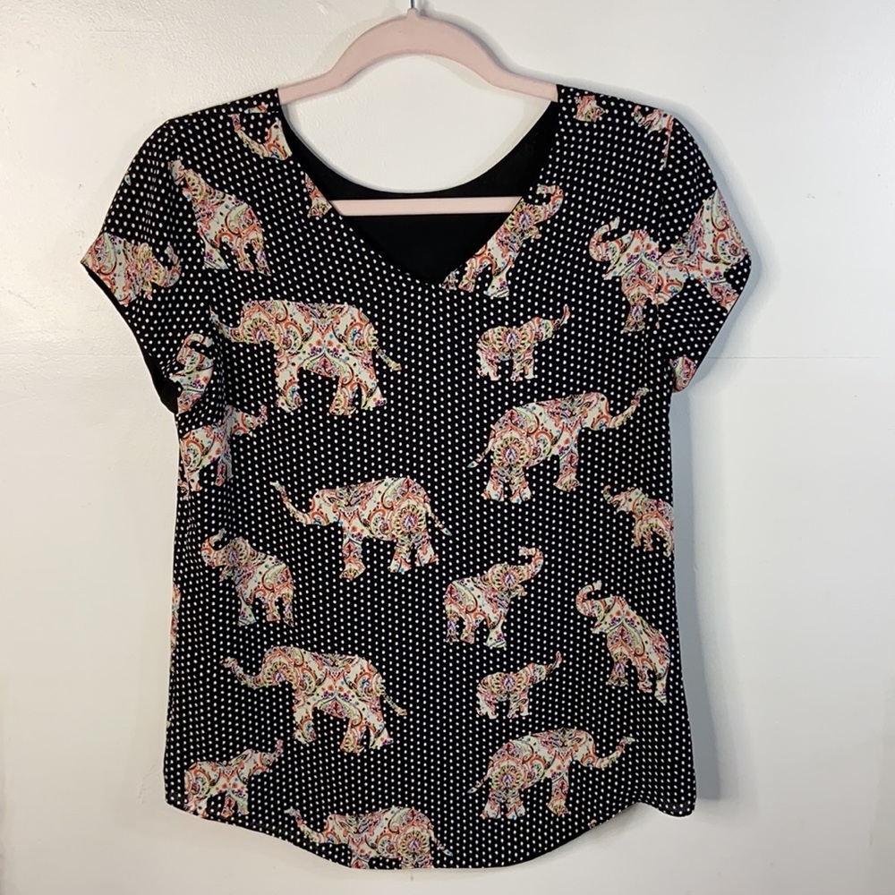 Chico’s Reversible Solid To Dot Elephant Print Tee - image 2